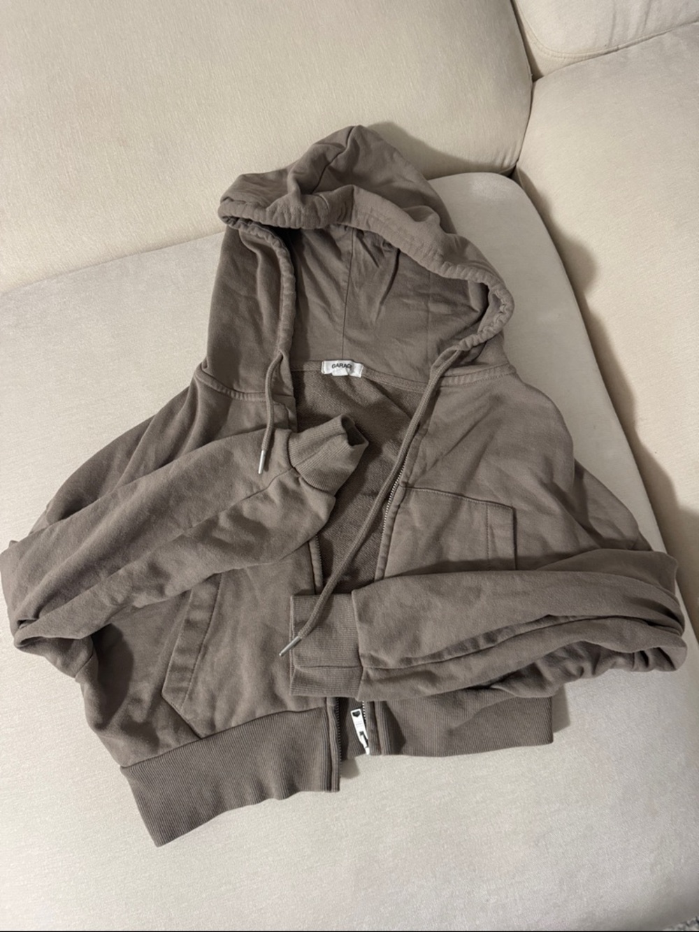 Garage tan cropped sweatshirt